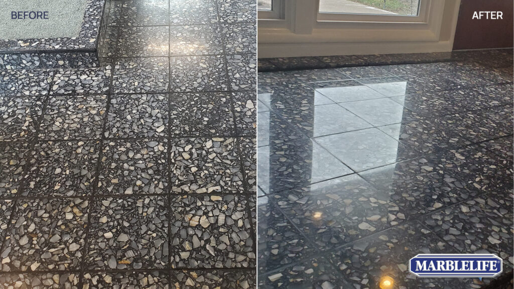 Granite tiles before and after