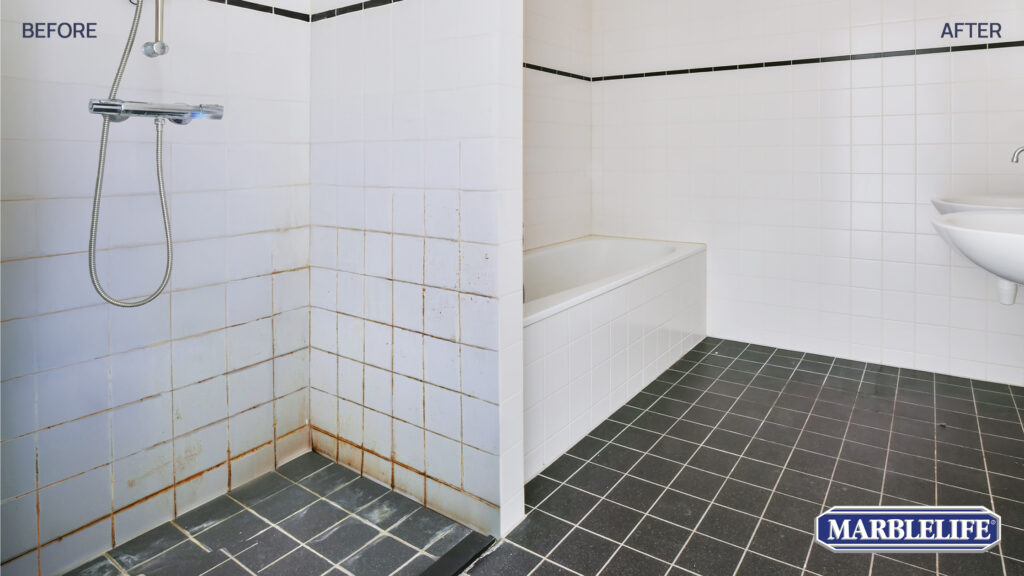 Bathroom tiles before and after our service